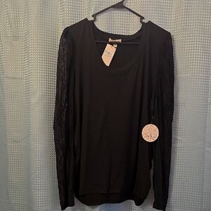 Black Lace Sleeve Top